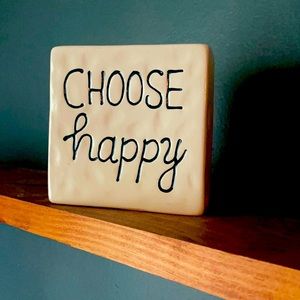Choose Happy Ceramic Block Decor Rustic Farmhouse